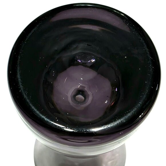 MCM Purple Amethyst Vase Trumpet Scandinavian Art Glass Flare Clear Base 5.75" - Picture 4 of 9
